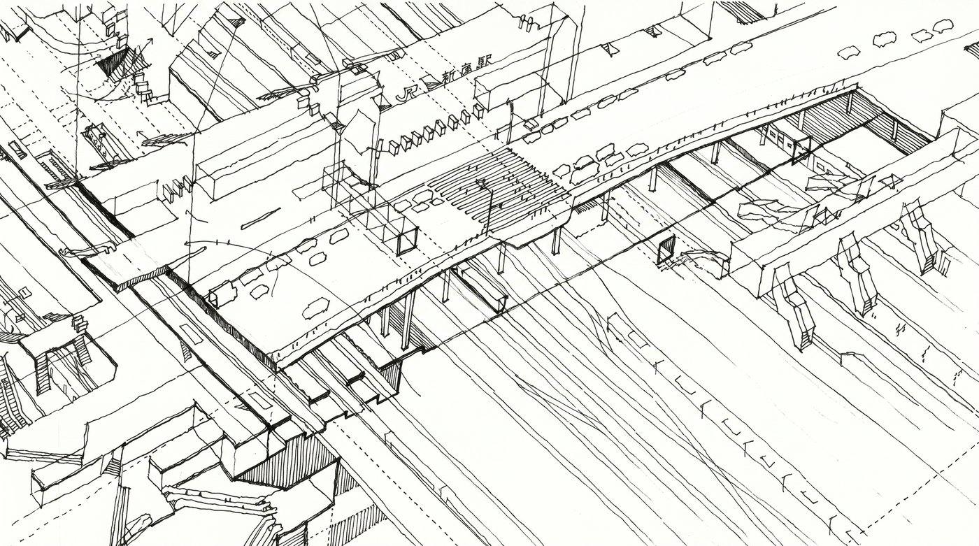 Illustration d'architecture à main levée — OXXO Studio