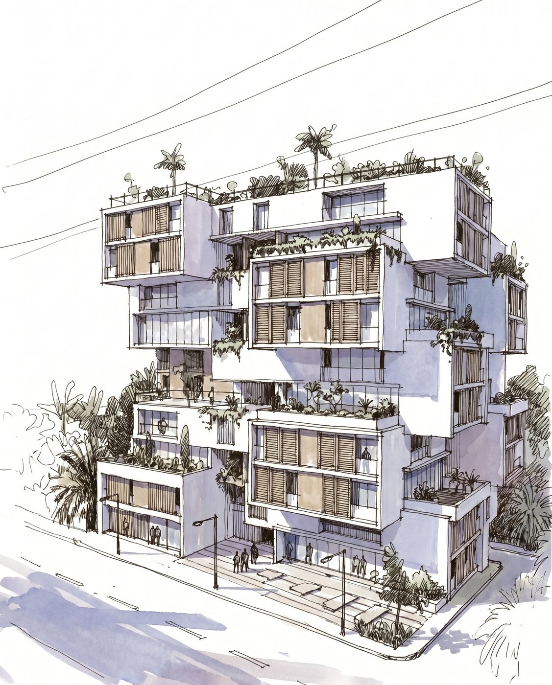 Illustration d'architecture à main levée — OXXO Studio