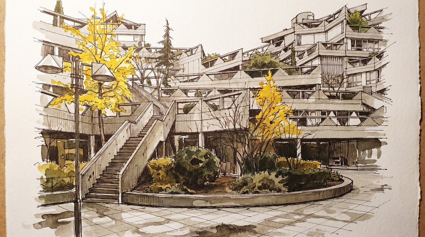 Illustration d'architecture à main levée — OXXO Studio