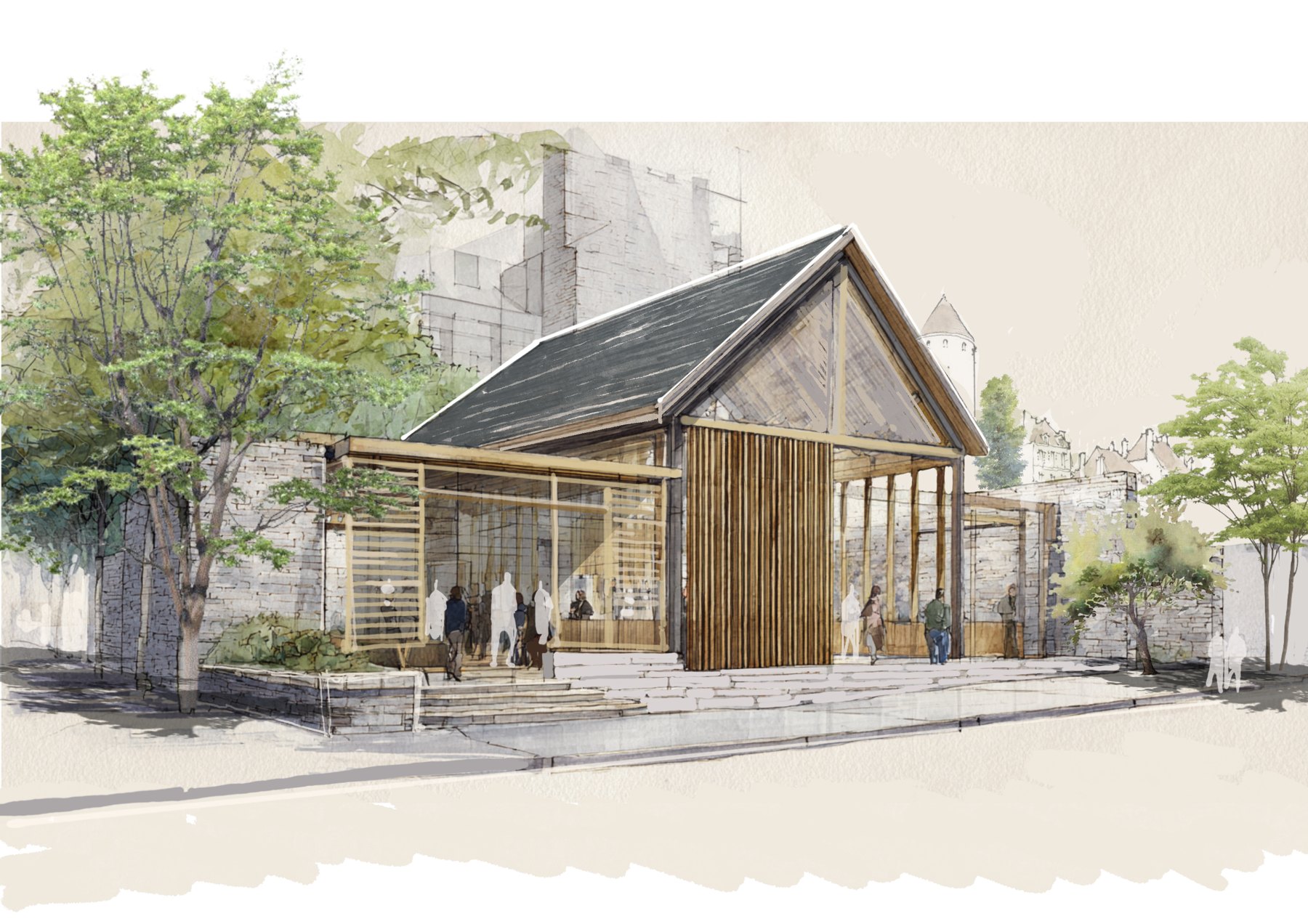 Illustration d'architecture à main levée — OXXO Studio