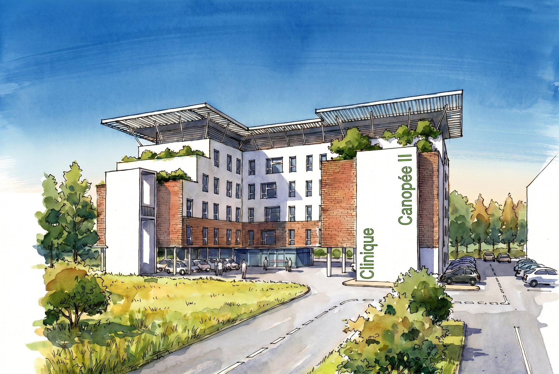 Illustration d'architecture à main levée — OXXO Studio