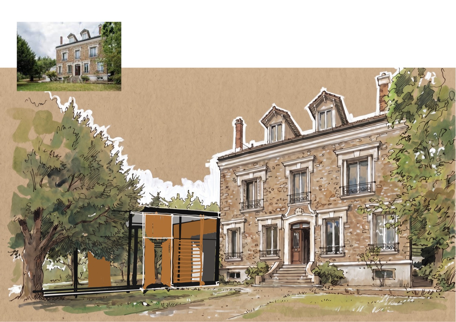 Pré-étude de l'extension, photo en médaillon